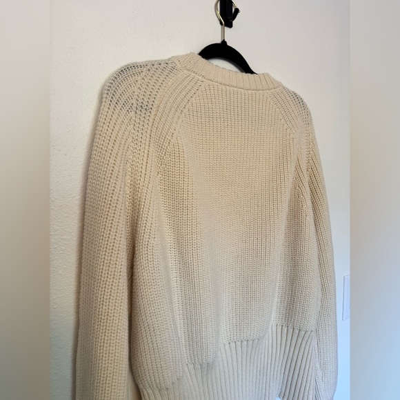 ROHE Chunky Knit Crew Neck Sweater Luxury Off White Alpaca Wool Large EU 40 EUC - Picture 3 of 8